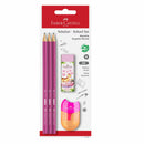 Lápis Grafite Hb + Borracha + Afia 3 Unidades Faber