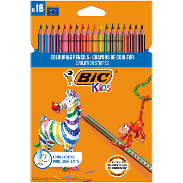 Lápis Cor Bic Kids Evolution Stripes 18 Unidades