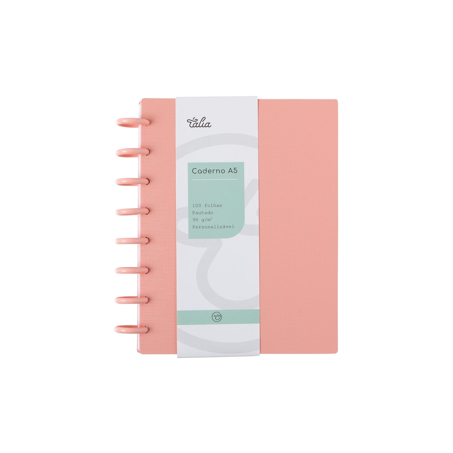 Caderno Smart Espiral A5 Pautado Pêssego Talia