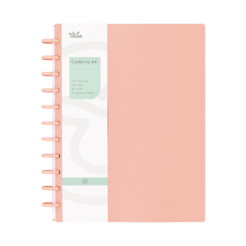 Caderno Smart A4 Pautado 100 folhas Pessego Talia