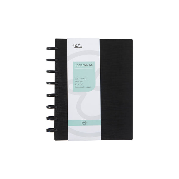 Caderno Smart A5 Pautado 100 folhas Preto Talia