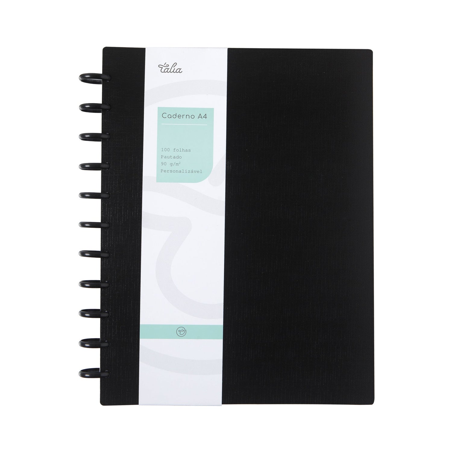 Caderno Smart Espiral A4 Pautado Preto Talia