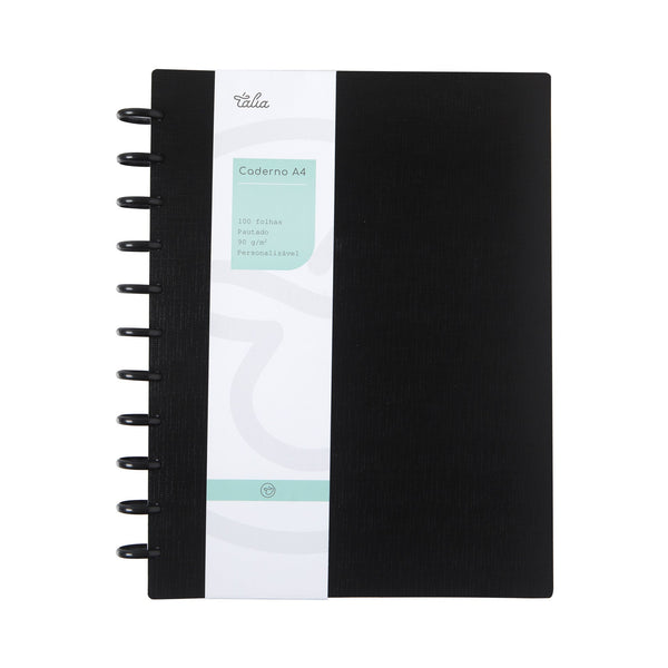 Caderno Smart A4 Pautado 100 Folhas Preto Talia