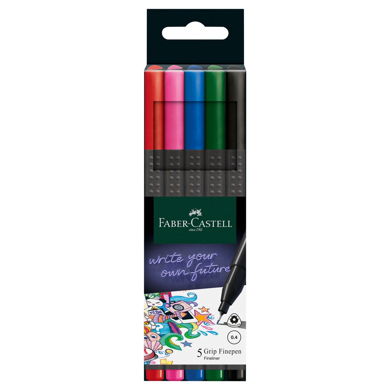 Marcador Grip Finepen Cores Básicas 5 unidades