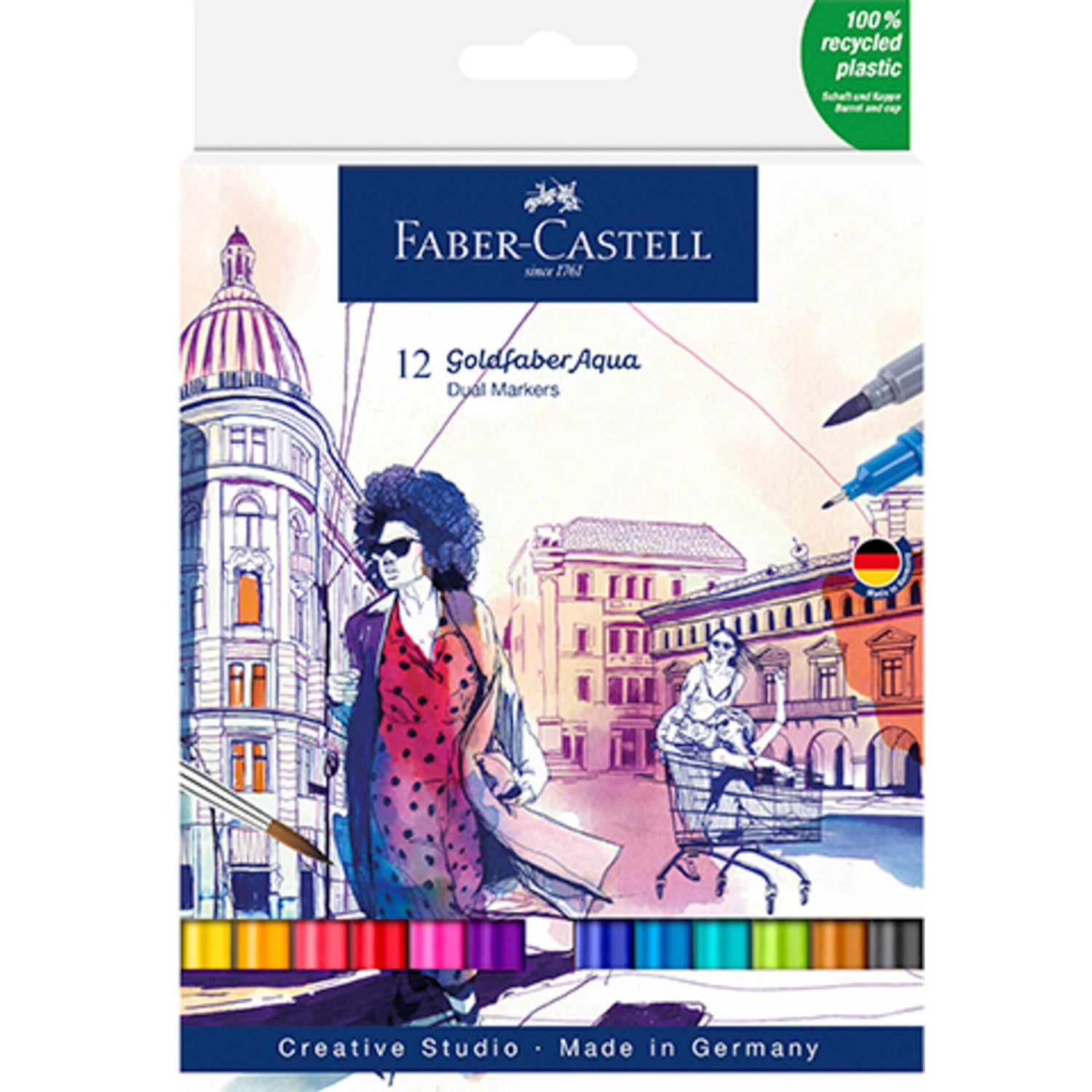 Marcador Colorir Duplo Goldfaber 12 Unidades