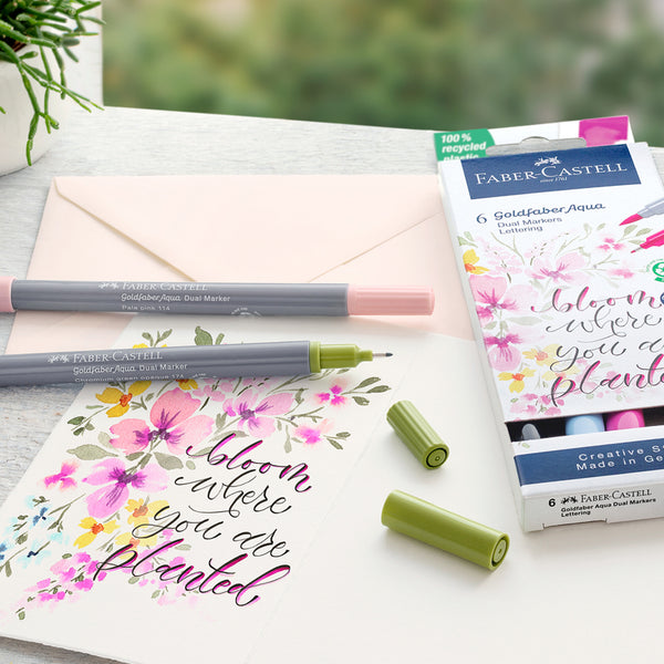 Marcador Colorir Duplo Goldfab Lettering 6 Unidades