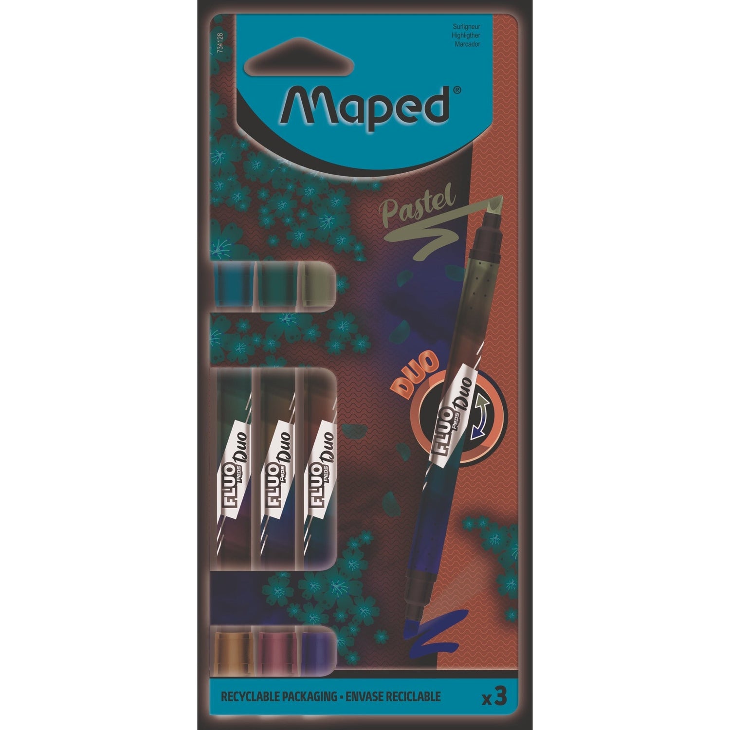 Marcador de Tinta Fluorescente Duo Pastel Maped