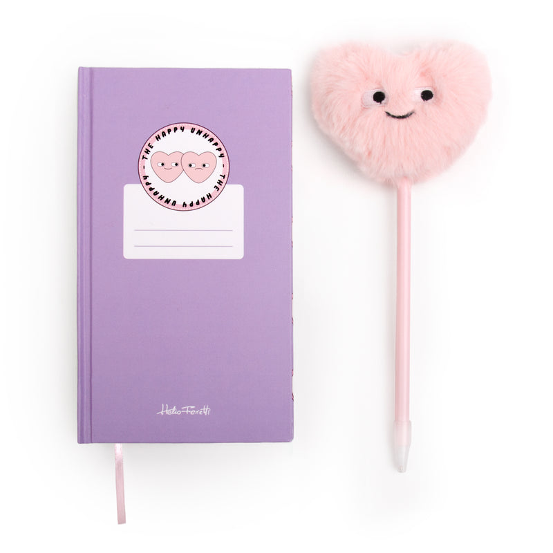 Conjunto Caderno+Caneta - Happy Unhappy Purp