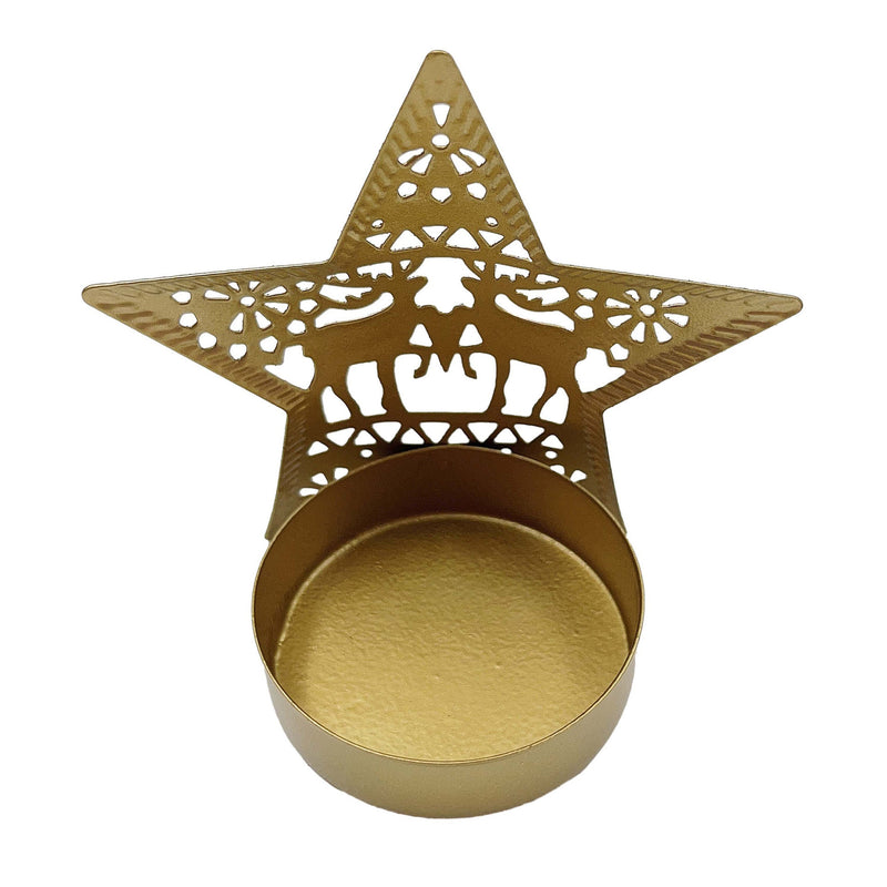 Suporte de Vela Tealight Dourado Estrela