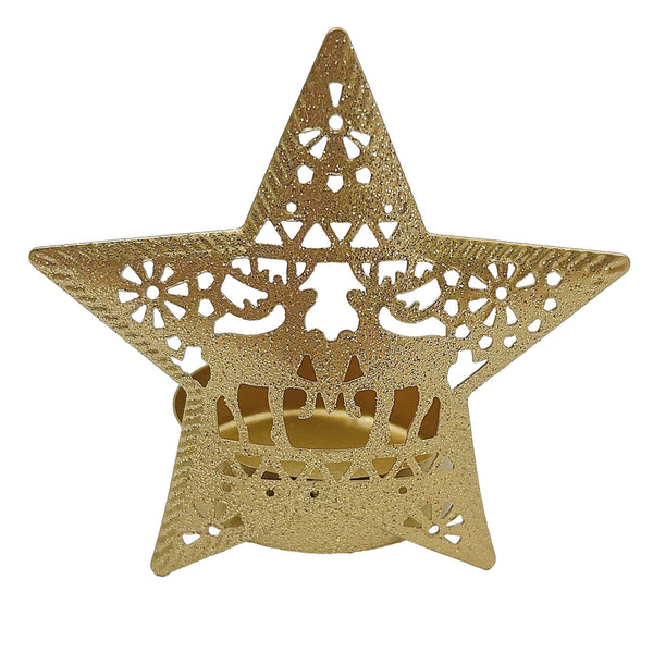 Suporte de Vela Tealight Dourado Estrela