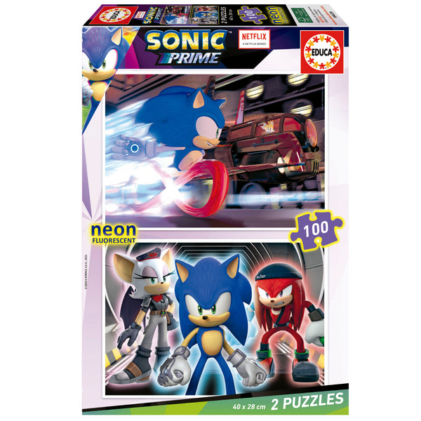 Puzzle 2X100 Peças Sonic Prime Neon Educa