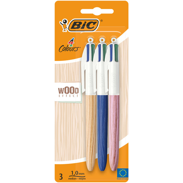 Esferográfica Com4 Cores Wood 3Unidades Bic