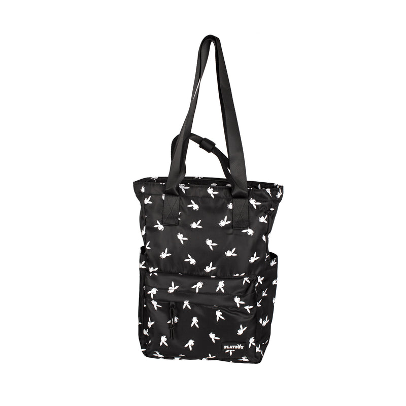 Tote Bag Bunny Pattern Black Playboy