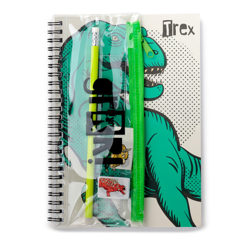 Conjunto Caderno+Kit Papelaria - Dinossauro