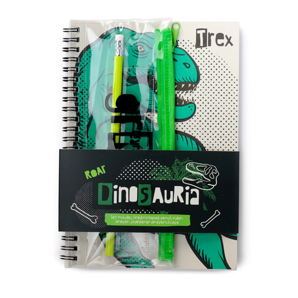 Conjunto Caderno+Kit Papelaria - Dinossauro