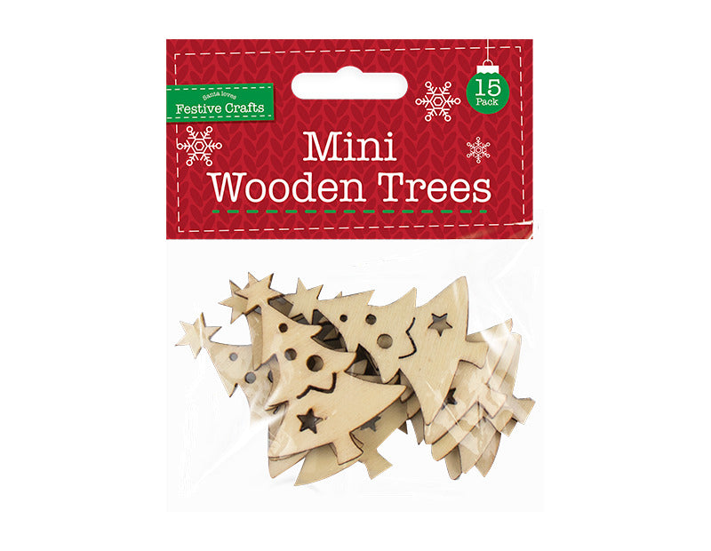 Conjunto 15 Mini Árvores Natal Madeira