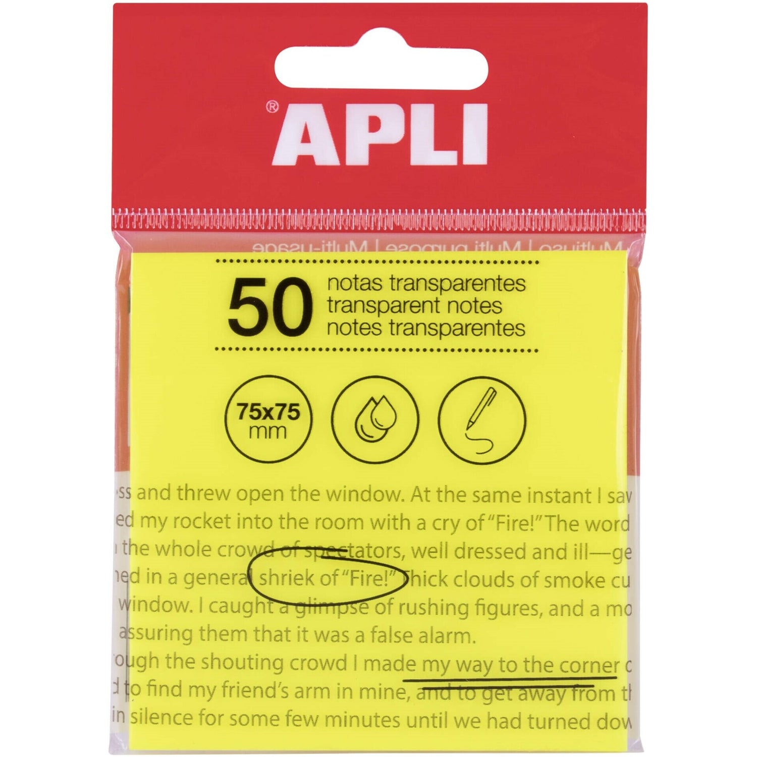Bloco Notas Aderente Transparente Amarelo 75X75Mm Apli