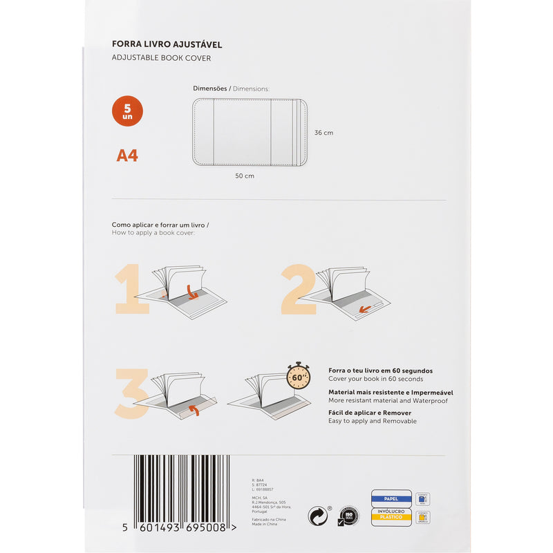 Forra Livro A4 Ajustável 5 Unidades Note!
