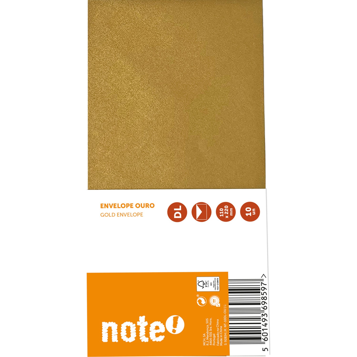 Envelope DL Dourado 110x220cm Note!