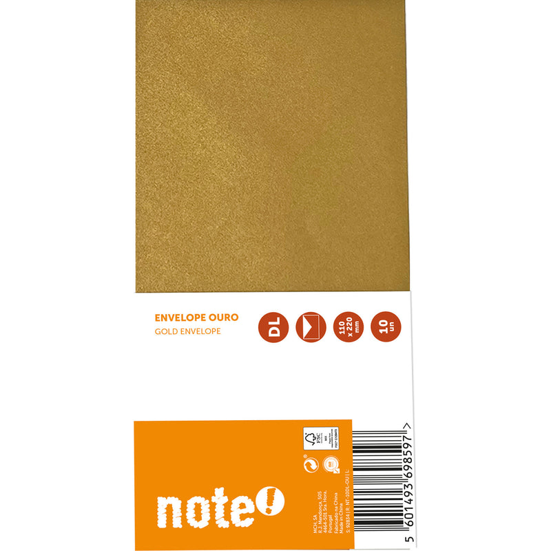 Envelope Silicone Dl 110*220 Dourado 10Unidades Note