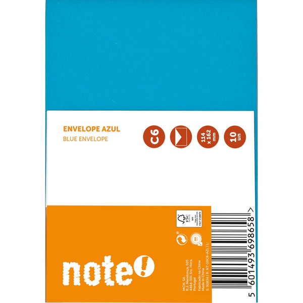 Envelope Silicone C6 114*162mm Azul 10 unidades Note!