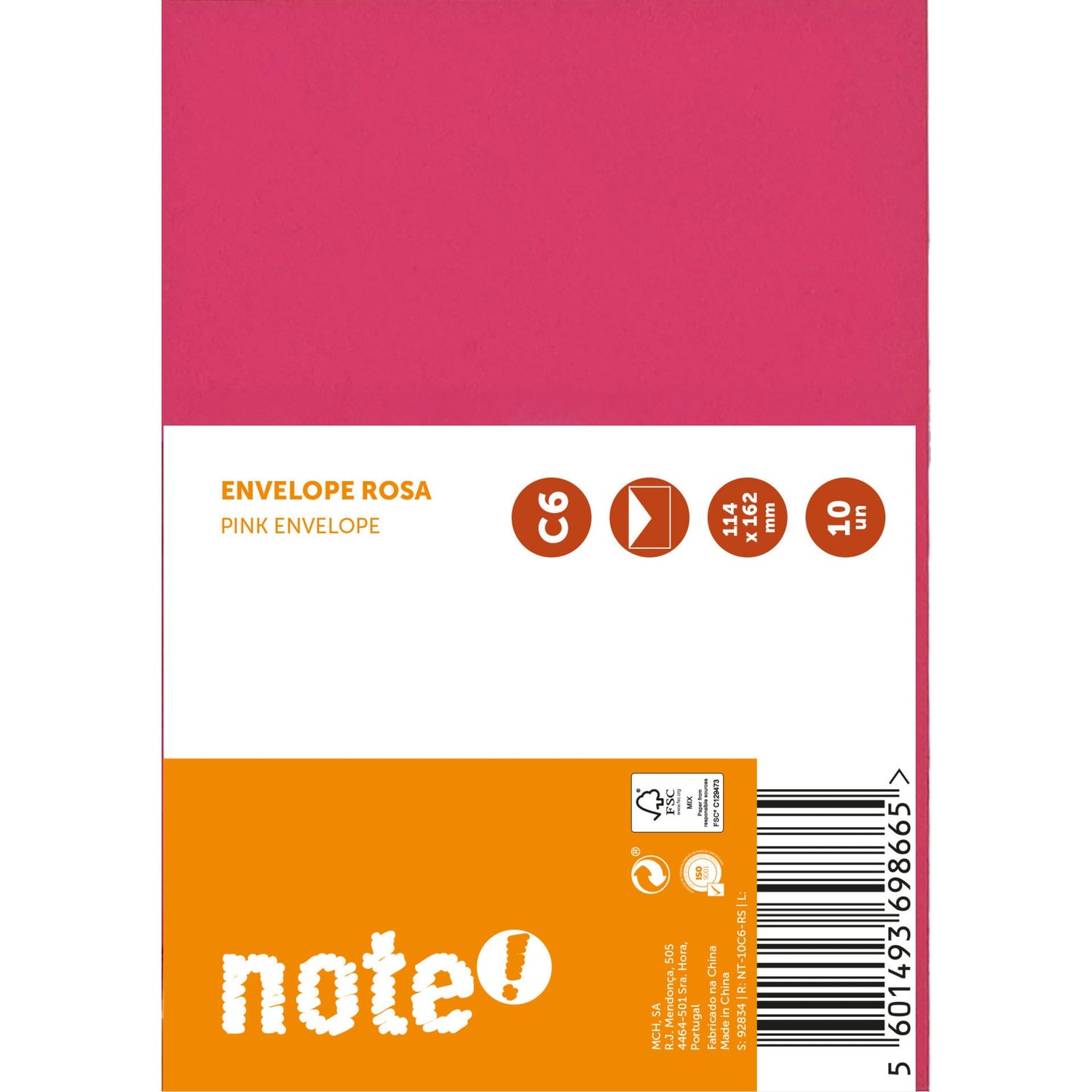 Envelope C6 Rosa 114x162cm Note!