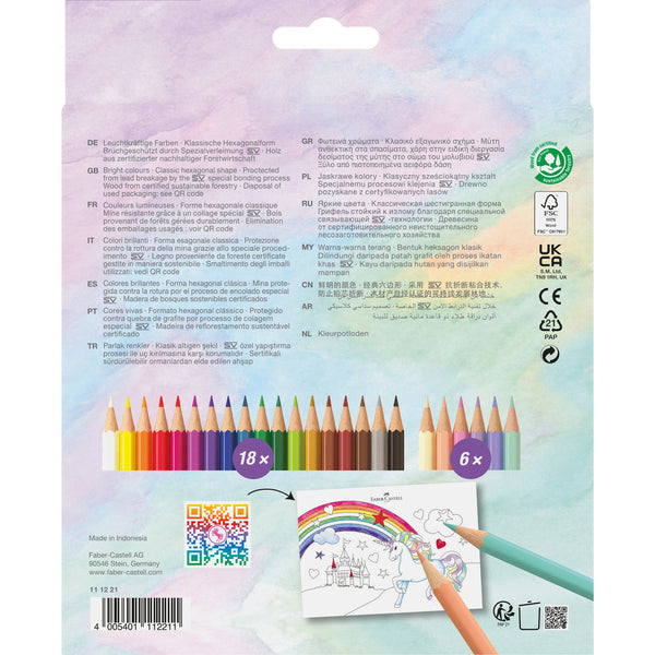 Lápis Cor Hexagono Unicórnio 18 Unidades + 6 Unidades Oferta