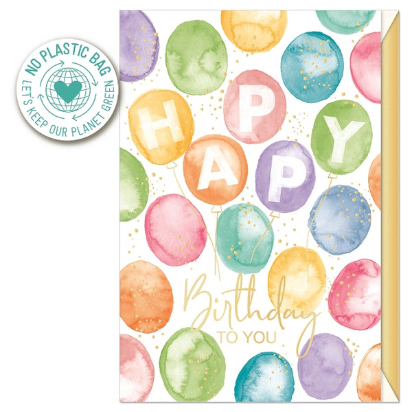Postal - Happy Birthday Balões