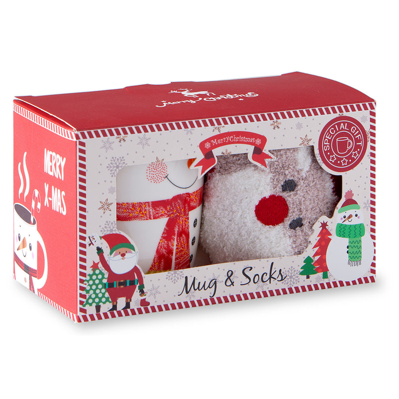 Conjunto Caneca Pai Natal Com Meias