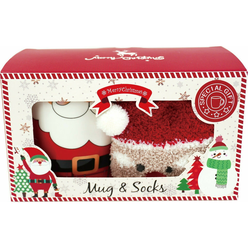 Conjunto Caneca Pai Natal Com Meias