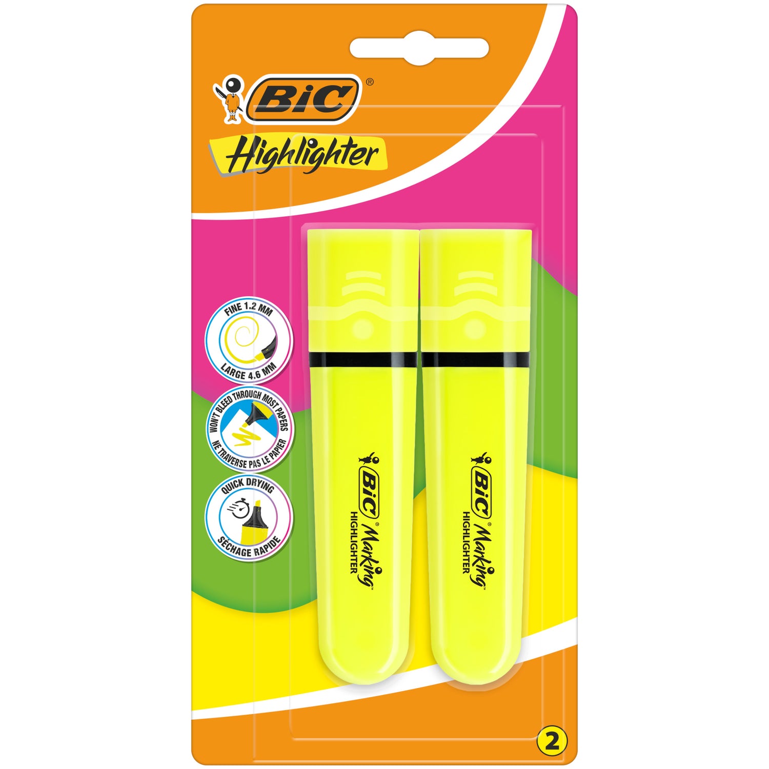 Sublinhador Flat Fluorescentes Neon 2 Unidades