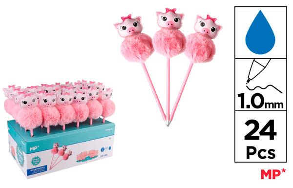 Caneta Com Pompom - Porco