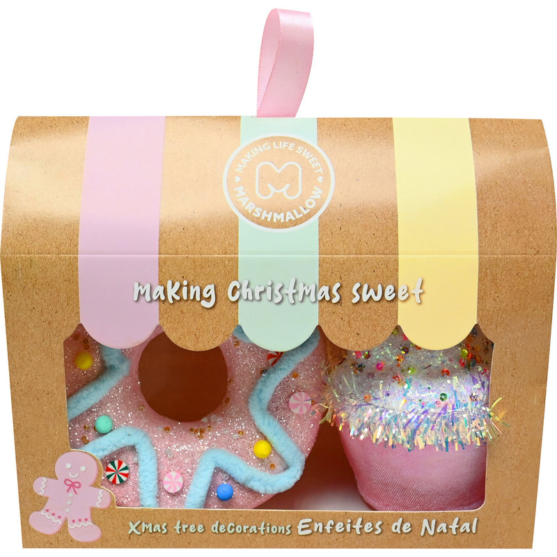 Conjunto 2 Ornamentos Cupcake E Donut