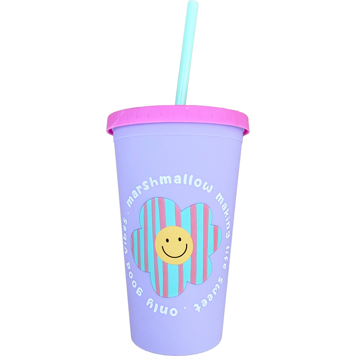 Copo Plástico com Palhinha 450ml (vários modelos) Marshmallow