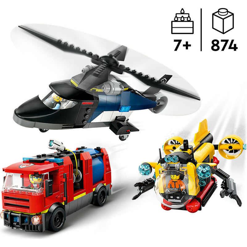 Helicóptero, Camião E Submarino Lego