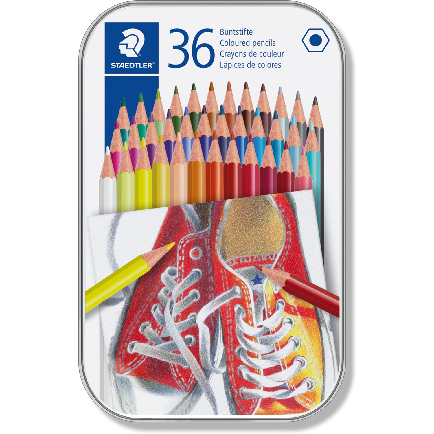 Lápis Cor Hexagonais Caixa Metal 36 Unidades Staedtler