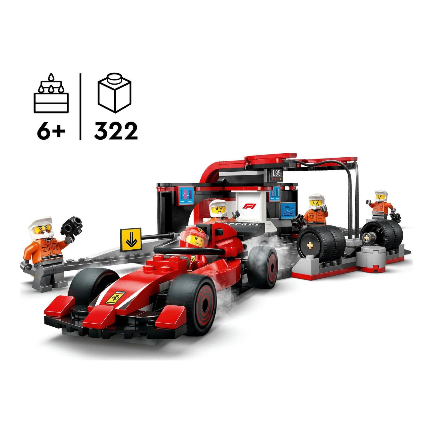 LEGO City - Boxe de F1 e Equipa da Boxe com Carro da Ferrari - 60443
