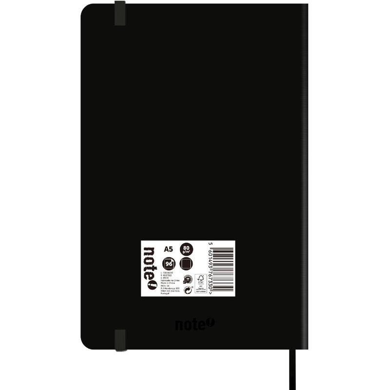 Caderno Agrafado A5 Capa Soft com Elástico Liso Preto Note!