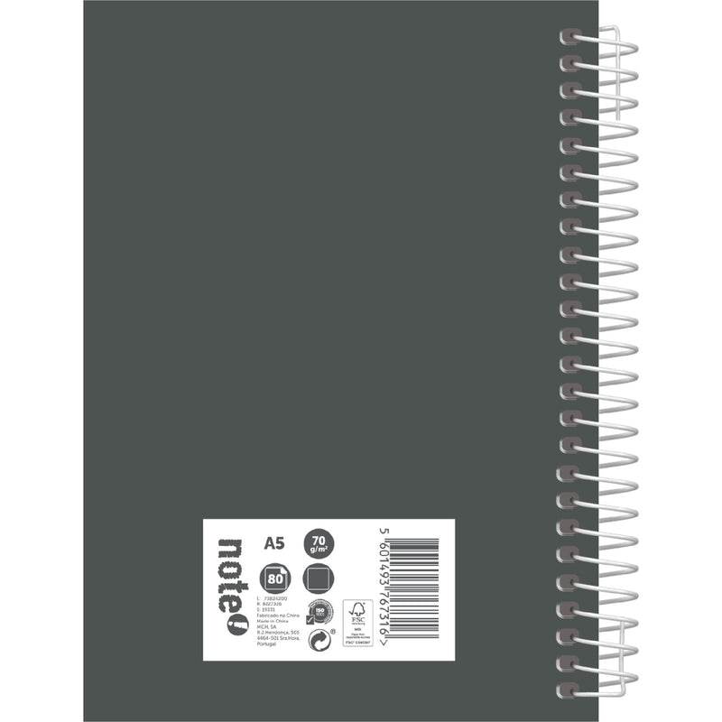 Caderno Espiral A5 80 Folhas 70G Liso Tecnoline Note!