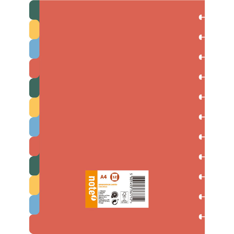 Separador Cartão A4 Com 12 Divisórias Note!