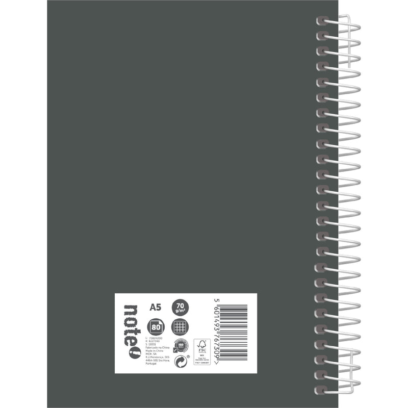 Caderno Espiral A5 80 Folhas 70G Quadriculado Tecnoline Note!