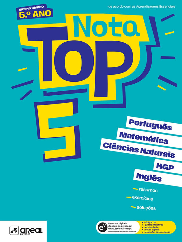 Nota Top 5 - 5.º Ano - Matemática, Português, Ciências Naturais, História e Geografia de Portugal e Inglês