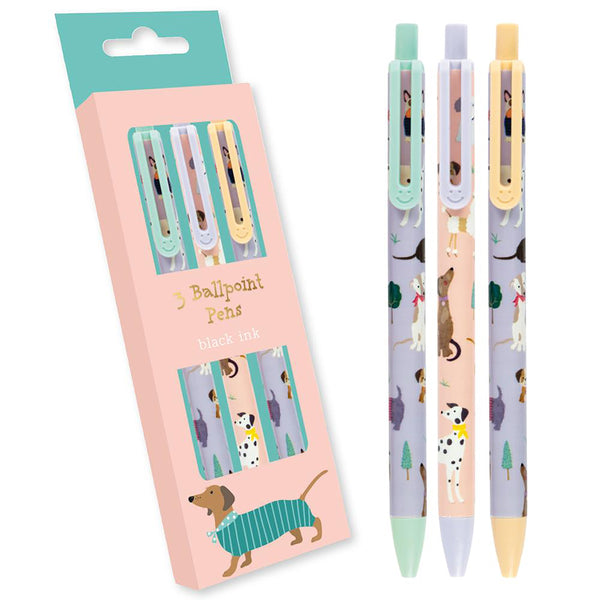 Conjunto 3 Canetas Tinta Preta - Puppies