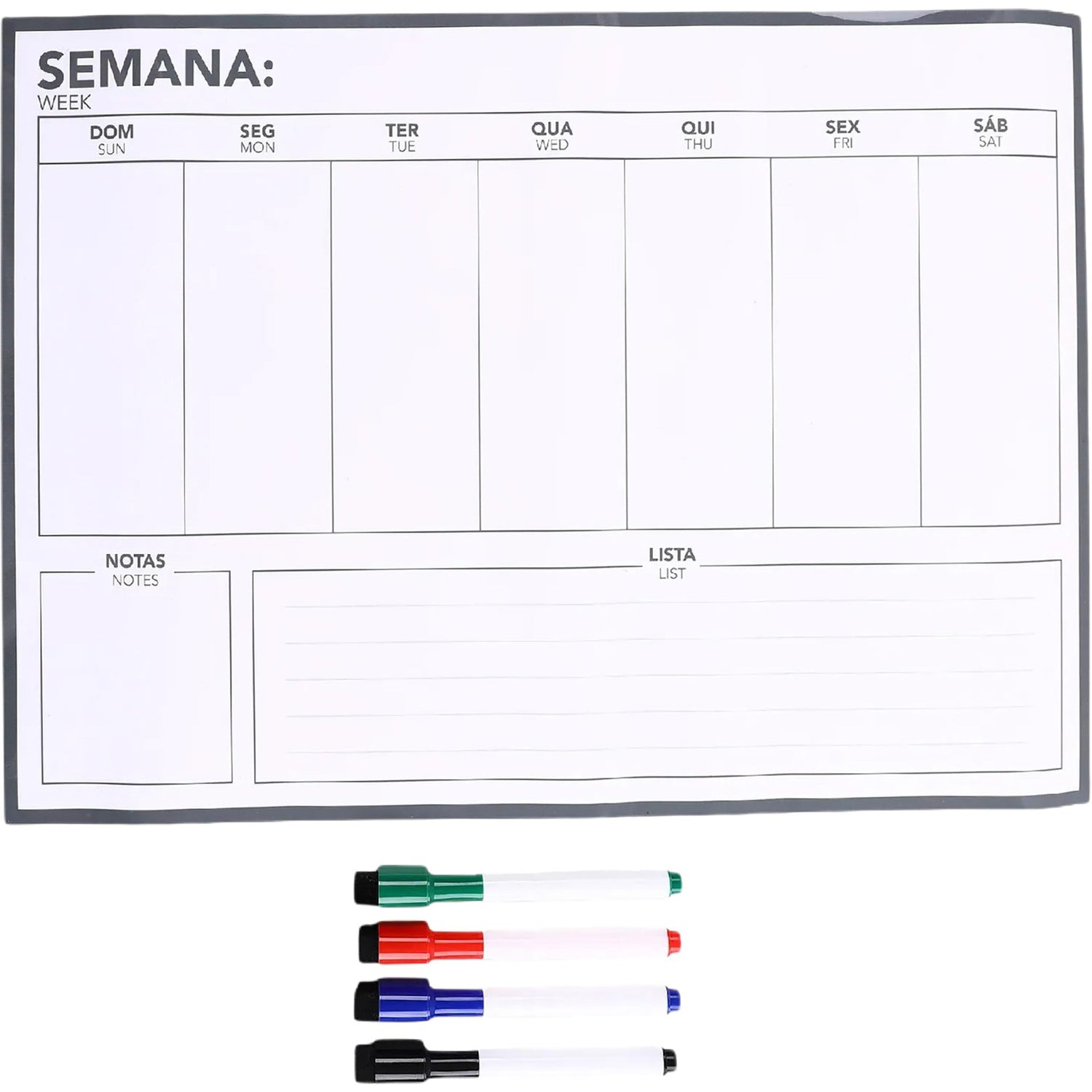 Conjunto Quadro Branco Magnético e 4 Marcadores