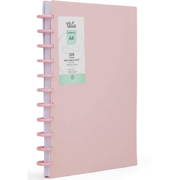 Caderno Smart  A4 P 100 Folhas Rosa Pastel Talia
