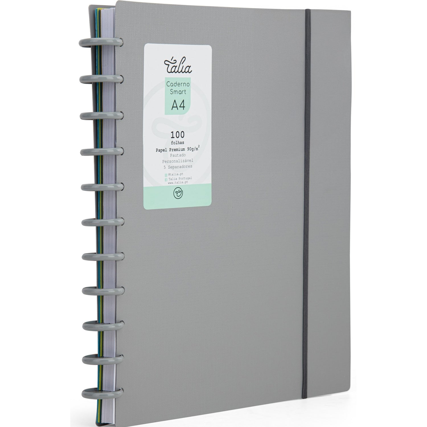 Caderno Smart Espiral A4 Pautado Cinza Talia