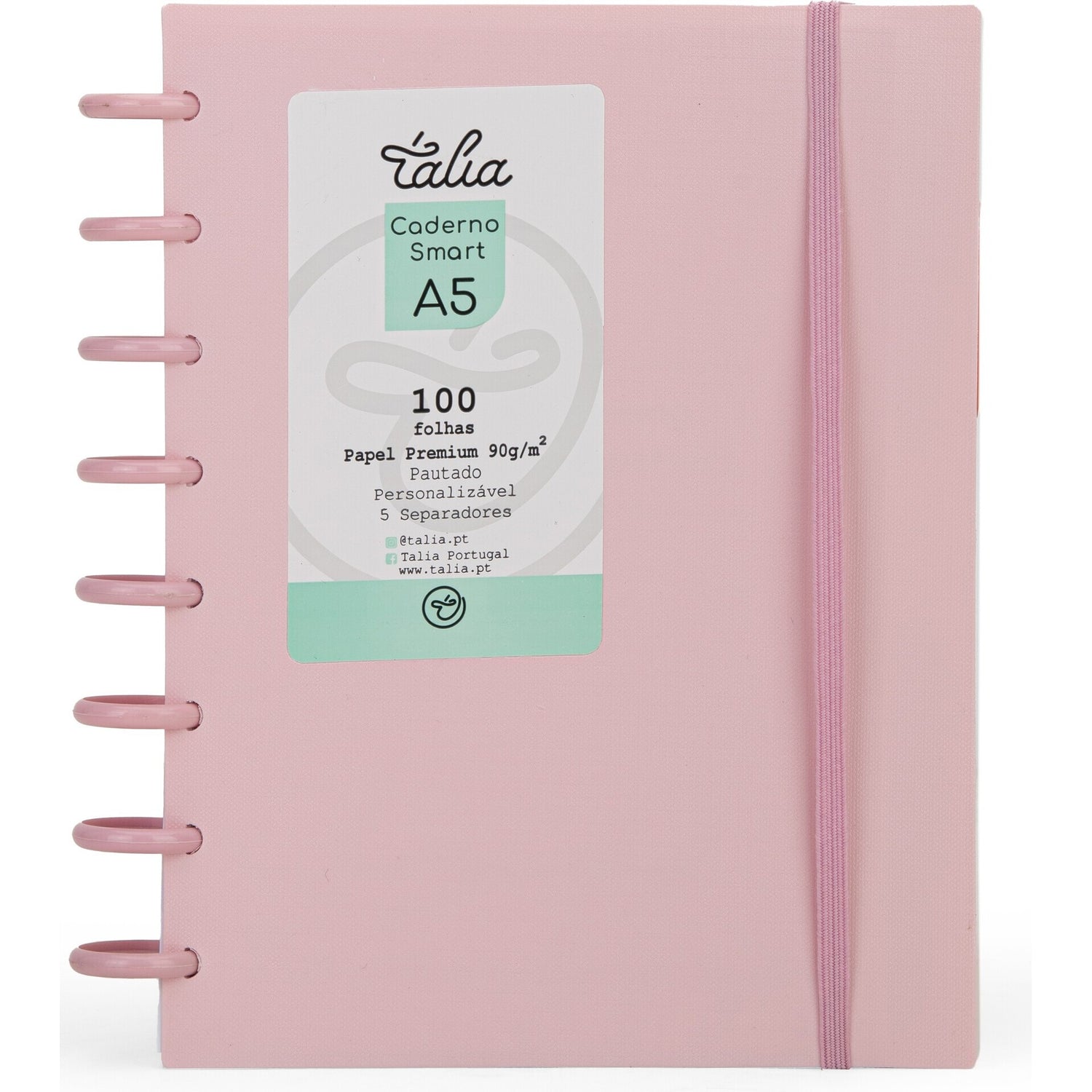 Caderno Smart Espiral A5 Pautado Rosa Talia