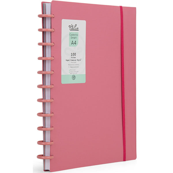 Caderno Smart A4 Com Elástico 100 Folhas Rosa Talia