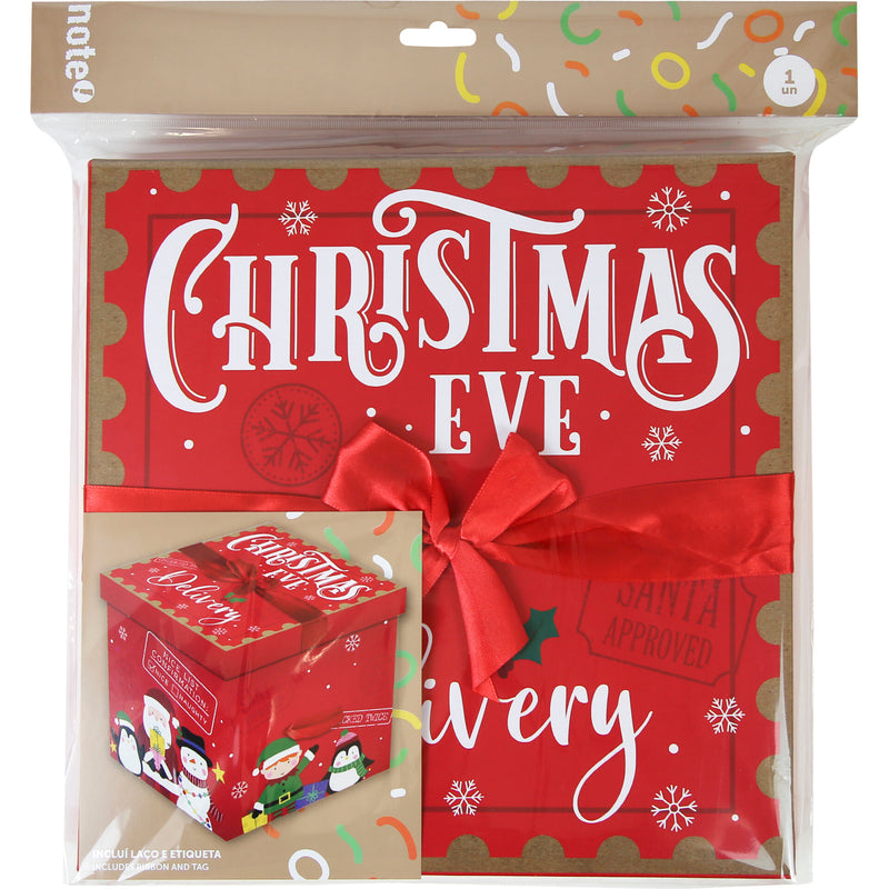 Caixa Natal Flat Com Etiqueta+Laço Note!