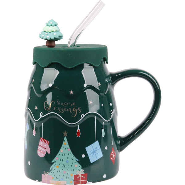 Caneca Natal Verde Com Palhinha